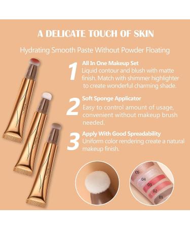 DAGEDA 3Pcs Beauty Wand - Contour, Highlighter, Blush Stick Set - Waterproof & Smooth Creamy Formula - Cushion Applicator - Face Makeup Set (Color B) - Buy Online on GoSupps.com