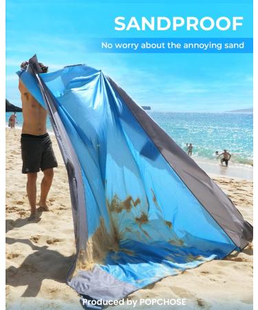 POPCHOSE Beach Blanket - Waterproof Sandproof Outdoor Camping Mat for 4-7 Adults - Lightweight & Compact Beach Accessory (Blue, 108x85.2) - Includes 6 Stakes - Buy Online on GoSupps.com