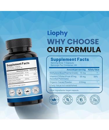 Liophy Methylene Blue Capsules Premium Quality Methylene Blue with Vitamin C Ester Dietary Supplement 60 Easy to Swallow Capsules - Buy Online on GoSupps.com