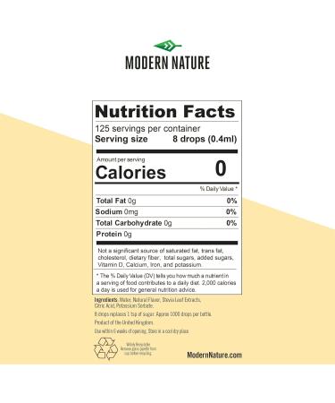Modern Nature Banana Flavour Drops - Liquid Stevia Drops Sweetner - 0 Calorie Skinny Sugar Free Syrup Alternative For Flavoured Protein Shakes Yoghurt Porridge Milk Keto & Vegan Sweetener 50ml 50 ml (Pack of 1) - Buy Online on GoSupps.com