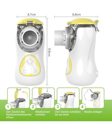 Buy FEELLIFE Inhalation Device for Kids & Adults | Quiet Portable Nebulizer for Babies | Effective Respiratory Relief | Adjustable Spray & 2 Atomizer Membranes (Yellow) - Buy Online on GoSupps.com