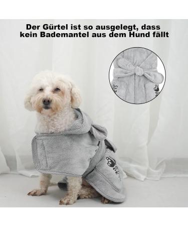 Ownpets Dog Bathrobe - Absorbent Terry Towel with Velcro Fastener & Adjustable Fit (XS | Gray) - Rapid Drying for Enhanced Bath Time - Buy Online on GoSupps.com