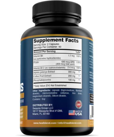 healblend Neuro Plus Focus Booster - Advanced Brain Support Supplement with Vitamin B6 B12 Folate - Improves Memory Concentration Mental Clarity & Cognitive Function 120 Capsules - Buy Online on GoSupps.com