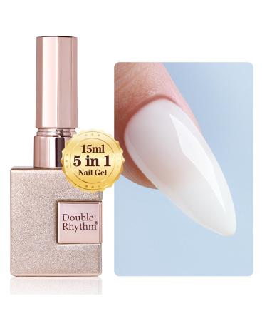 Double Rhythm 0.52Oz Nail Strengthener Rubber Gel Polish Gel Nail Polish in a Bottle for Nail Thickening Extension Hard Structure Glue (Milky White Extension-2) Milky White Builder