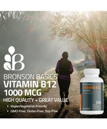 Bronson Vitamin B12 1000mcg Once Daily Formula Non-GMO, 250 Vegetarian Tablets - Buy Online on GoSupps.com