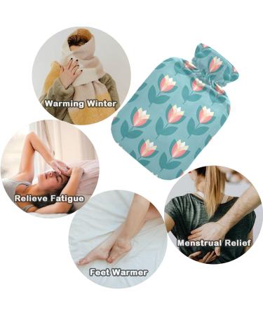 NAANLE 2L Hot Water Bottle with Tulip Flowers Cover - Perfect for Pain Relief Hand & Foot Warmer Neck & Back Therapy | Transparent Heat Bottle - Buy Online on GoSupps.com