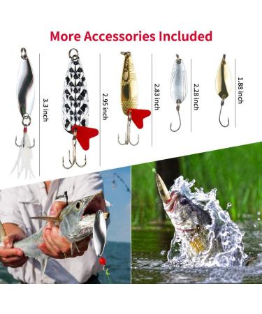 GOANDO 78 Pcs Fishing Lures Kit for Bass Trout Salmon - Bait Tackle Box with Spoon Lures, Soft Plastic Worms, Crankbait Jigs, Fishing Hooks - Freshwater Fishing Accessories - Buy Online on GoSupps.com