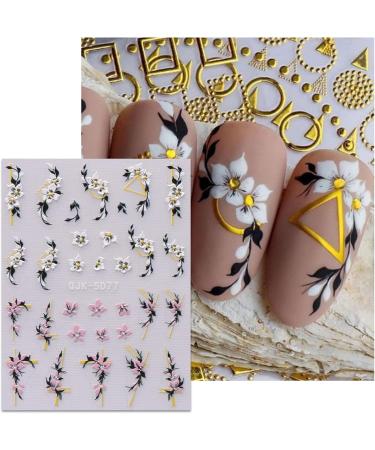 JMEOWIO 6 Sheets 3D Embossed Spring Flower Nail Art Stickers Decals Self-Adhesive 5D Colorful Summer Floral Nail Supplies Nail Art Design Decoration Accessories - Buy Online on GoSupps.com
