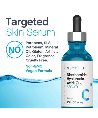 NeoCell Niacinamide Hyaluronic Acid Serum | 2 fl oz | Plus Zinc | Moisturizing Formula | for Face and Neck | Advanced Skincare - Buy Online on GoSupps.com