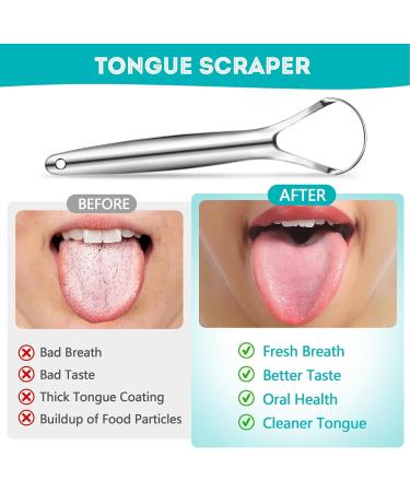EZ Cozy 2 Pack Tongue Scraper - Stainless Steel Oral Care Tool for Fresher Breath | Easy-to-Use Metal Tongue Cleaner with Case - Buy Online on GoSupps.com