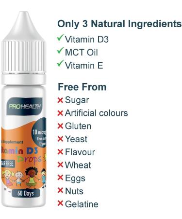 Baby Vitamin D3 Drops 60 Drops 10g - 2-Month Supply | Non-GMO, No Preservatives, Supports Bone, Teeth & Immune System - Buy Online on GoSupps.com