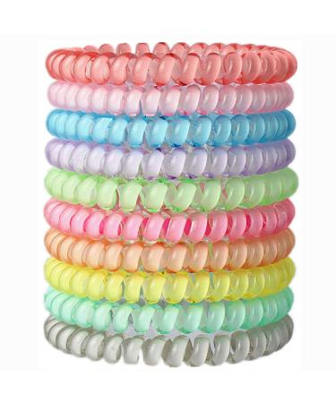 Candy Color 10 Piece Spiral Hair Ties  Coil elastics Hair Ties Multicolor Small Spiral Hair Ties No Crease Hair Coils  Telephone Cord Plastic Hair Ties For Women And Girls