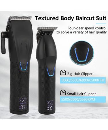 AMULISS Professional Hair Clippers and Zero Gapped Trimmer Kit - Cordless Barber Clipper Set for Men | Rechargeable LCD Display - Black - Buy Online on GoSupps.com