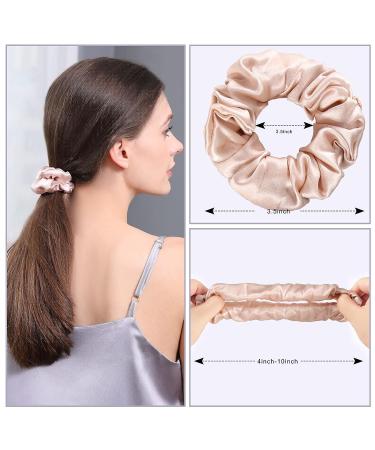 DaisySilk 22 Momme Mulberry Silk Scrunchies - 3 Pack Hair Ties for Frizz Prevention - Thick Silk Scrunchies for Women - Valentine's Day Gift - Black, Pink, Champagne - Buy Online on GoSupps.com