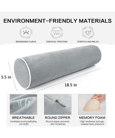 ZHCHG Memory Foam Cervical Neck Roll Pillow - Round Cylinder Pillow for Sleeping, Neck & Spine Discomfort - Washable Cover, Dark Grey, Small - Buy Online on GoSupps.com
