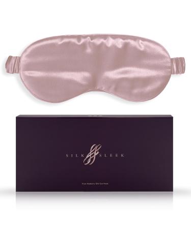 SILKSLEEK Eye Mask for Sleeping 22 Momme Pure Mulberry Silk Sleep Mask Filled with 100% Pure Silk Travel Essentials Super Soft & Comfortable Blackout Eye Mask in Gift Box (Blush Pink)