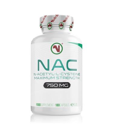 NAC Supplement 750mg | Vegan Capsules | N-Acetyl-Cysteine Amino Acid - High Bioavailability - Providing Non Toxic Stable Form of L-Cysteine - EU Made to ISO and GMP Standards (180) 180 Count (Pack of 1)