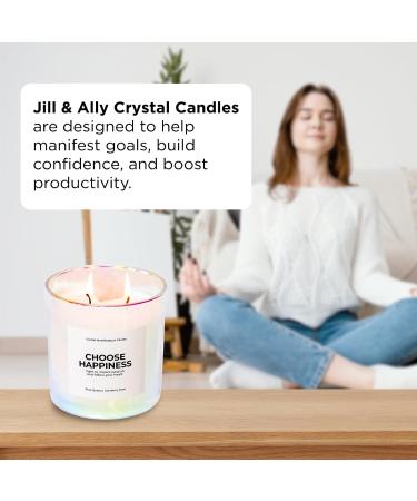 Choose Happiness Crystal Manifestation Candle - Cranberry Rose & Rose Quartz - International Shipping Available - Buy Online on GoSupps.com