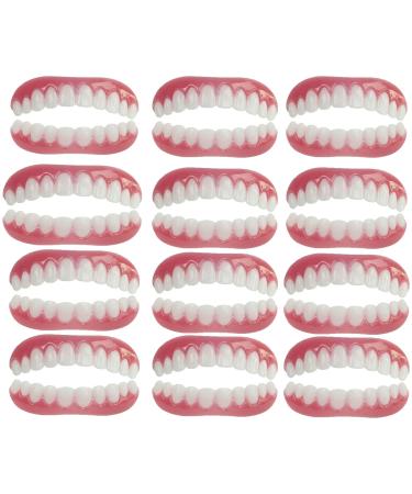 Mxrfactory dentures pebble gel smile veneer upper and lower natural color comfort fit flex veneers quick you quickly get a perfect smile men women for bad teeth 12 pairs