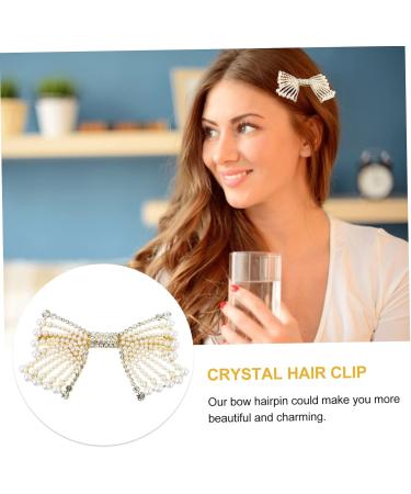 minkissy 1pc Hairpin Alligator Clip Bows Bridal Bow Rhinestone Headpiece Sparkly Hair Barrette Crystal Hair Clip Pearl Snap Clips Rhinestone Hair Bowknot Decor Alloy Bang Clip Wedding Miss - Buy Online on GoSupps.com