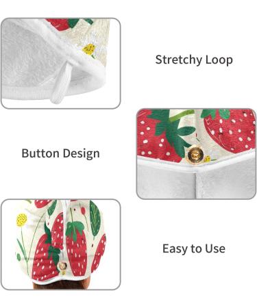 Red Strawberries Hair Towel 2 Pack - Super Absorbent Quick Dry Turbans for Women & Girls - Buy Online on GoSupps.com