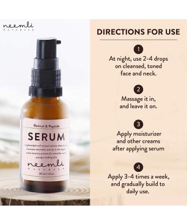 Neemli Naturals Retinol & Peptide Serum - Lightweight Renewal Solution for Smooth Even-Toned Skin | 30ml - Youthful Glowing Complexion - International Shipping Available - Buy Online on GoSupps.com