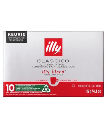 Illy Coffee K Cups - Coffee Pods For Keurig Coffee Maker Classico Roast - Caramel Orange Blossom & Jasmine - Mild Flavorful & Balanced Flavor Pods of Coffee - No Preservatives 10 Count Classico Medium Roast 10 count (Pack of 1)