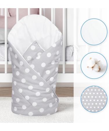 Baby Swaddle Wrap Blanket - Newborn Cotton Sleeping Bag 0-3 Months (Polka Dots Grey) - Buy Online on GoSupps.com