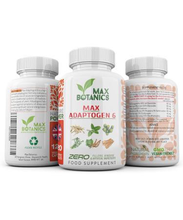 Max Adaptogen 6 Capsules | Ashwagandha, Bacopa, Cordyceps, Holy Basil & More | Natural & Vegan | UK Manufactured | GMP Standard | 120 Capsules - Buy Online on GoSupps.com