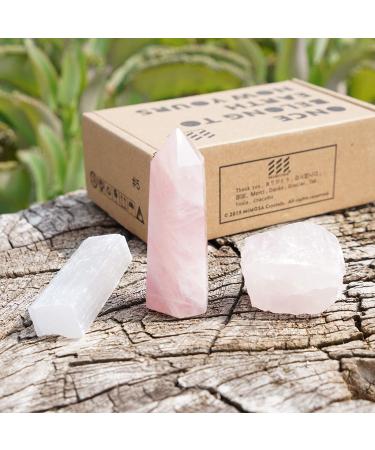 Rose Quartz & Selenite Healing Crystal Wand - Raw Rose Quartz - MIMOSA - Buy Online on GoSupps.com