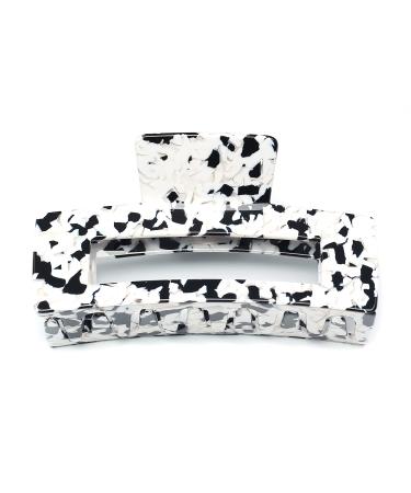 QinGoo Large Beautiful Black and White Hair Clip Women's Headpiece Elegant Hair Accessory 1 Piece 13 cm Black White