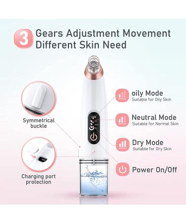 Blackhead Remover Pore Vacuum with USB Interface - Pore Cleaner for Men and Women | 3 Modes & 6PCS Suction Heads - White - Buy Online on GoSupps.com