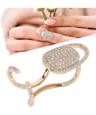 Nail nart Decoration Rhinestone Fingernail Rings Fingernail Ring Nail ring finger Decoration Nail Cover Rings Finger Decoration Rings for Parties Ring Jewelry Gift (Golden) - Buy Online on GoSupps.com