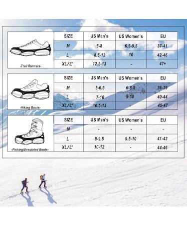 Gr del Crampons for Mountain Shoes | 19 Teeth Stainless Steel Anti-Slip Spikes for Hiking Trail Running & Trekking | Adult & Children's Sizes - Buy Online on GoSupps.com