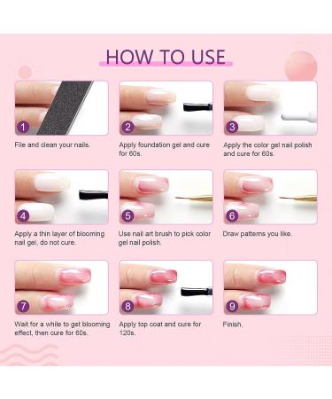 Saviland Blooming Gel - Clear 15ml Nail Polish for Marbles Effect | UV LED Soak Off with Art Brush | Manicure Kit for Salon & DIY - Buy Online on GoSupps.com