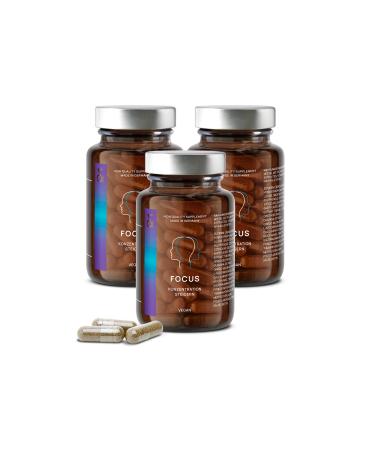 3x N 4 Focus - Nootropika Brain Booster with CDP Cholin (Citicolin) + Ginko Biloba + Brahmi extract + vitamin B complex - increase concentration + brain power - 180 Memory capsules - vegan