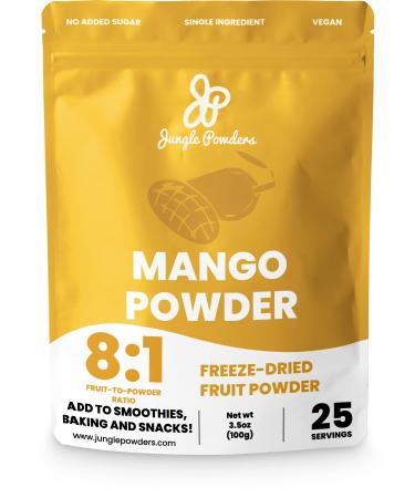 Jungle Powders Freeze Dried Mango Powder 3.5oz, Alphonso Mango Extract Flavoring No Sugar Added, Additive, GMO and Filler Free Mangoes Superfood Powder 3.5 Ounce (Pack of 1)