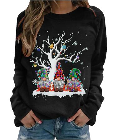 Women's Christmas Snowman Penguin Sweatshirt - Black, 3XL | Comfy Winter Pullover Sweater - Buy Online on GoSupps.com