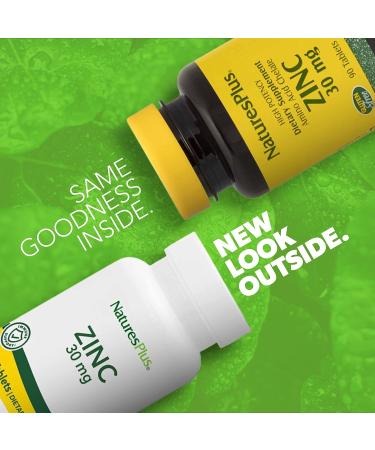 NaturesPlus Zinc Tablets 30mg - 90 Vegetarian Tablets | Immune System Support & Cellular Repair | Digestion, Metabolism & Vision | Gluten-Free - Buy Online on GoSupps.com
