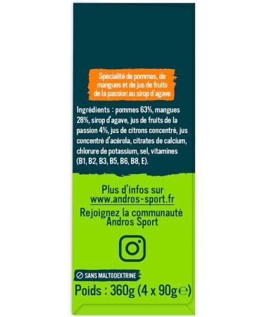 ANDROS Mixed Fruit Bottle Case Apple/Mango/Passion Fruit 4x90g - Buy Online on GoSupps.com