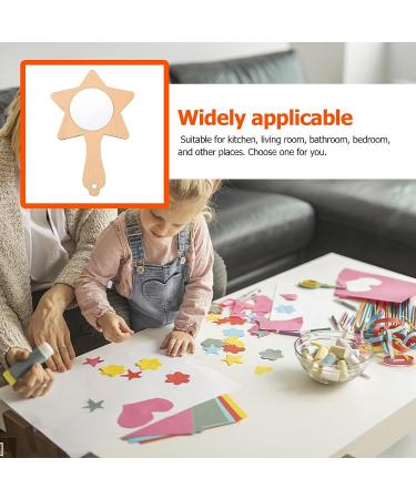 ARTIBETTER 10pcs DIY Wood Star Mirrors - Kids Handheld Makeup Mirror Craft Kit - Light Brown 14.2X9.5cm - Buy Online on GoSupps.com