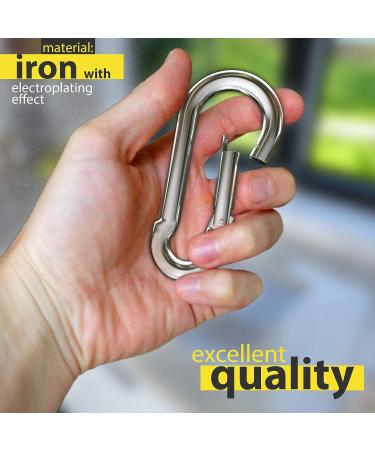 dimok Heavy Duty Carabiner Clips Set - Stainless Galvanized Carbon Steel Spring Snap Hooks for Camping, Swing, Boating, Hammock, Hiking - 3 1/2 Inch, Silver - 4 Pack - Buy Online on GoSupps.com