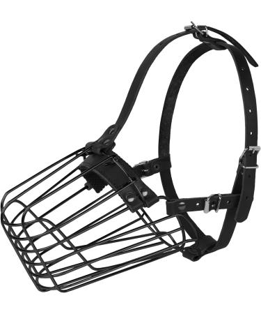 Budkas German Shepherd Metal Basket Muzzle for Medium Dogs - Adjustable Durable Leather Straps Safe for Chewing - Black Size L - Buy Online on GoSupps.com