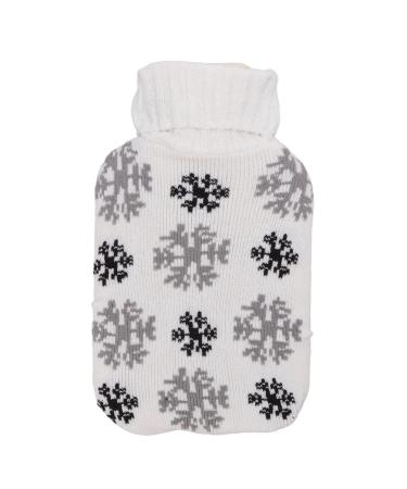 2000ml warm hot water bottle Cute warm water pocket with a knitted lid for children and adults warm water bottle to keep warm in winter (snowflake)