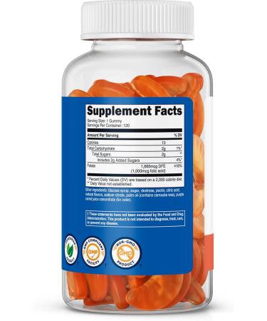 Nutricost Folic Acid (Vitamin B9) Vegetarian Gummies (120 Gummies 1 mg Folic Acid Per Serving) - Supplement for Men & Women - Buy Online on GoSupps.com