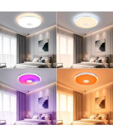 Chedux 48W Dimmable LED Ceiling Lamp with Bluetooth Speaker & App Control - RGB Color Changing Light for Bedroom & Living Room - Buy Online on GoSupps.com