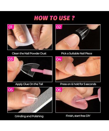 Ranrose Short Almond Nail Tips - 600PCS Clear Half Cover Soft Gel - 12 Sizes for Acrylic Nails - Professional Quality Fake Nails for Salon & Home DIY Manicure - Buy Online on GoSupps.com