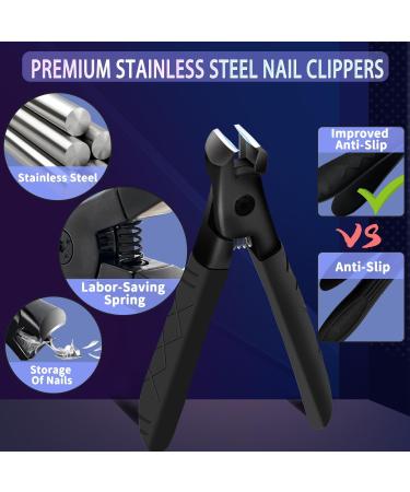 Extra Large Stainless Steel Nail Clippers for Thick Nails - Heavy Duty Toenail Clippers with Long Handle for Seniors and Men - Ultra Sharp Black Nail Cutter - Buy Online on GoSupps.com