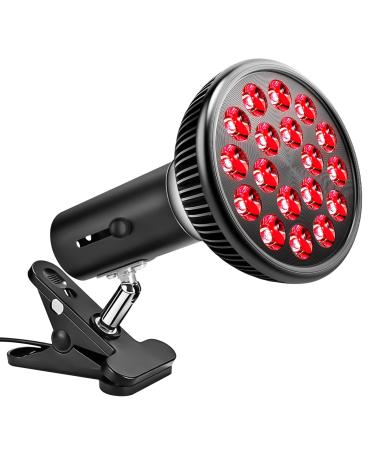 Aumtrly 2022 Upgrade Red Light Therapy for Body and Face 18 LED 36 Chips Infrared Light Therapy Lamp with Adjustable Socket Dual-Chip 660nm Red and 850nm Near Infrared Red Light Therapy Device Black-red With Clips