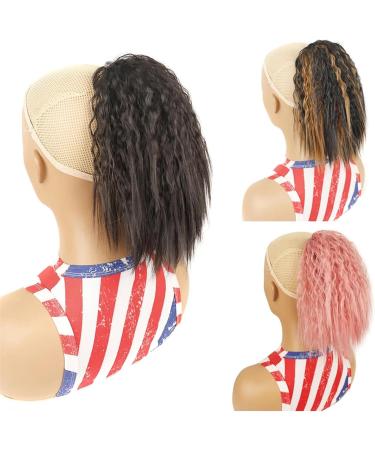 Human Hair Ponytail Hair Piece Syntheitc Short Fake Hair Pieces Drawstring Ponytail Hair Extensions Corn Wavy Curly Clip in Fluffy Ponytail Hairpiece for Women Ponytail Hairpiece for Women(Color:1BT 1BTBLUE2 - Buy Online on GoSupps.com